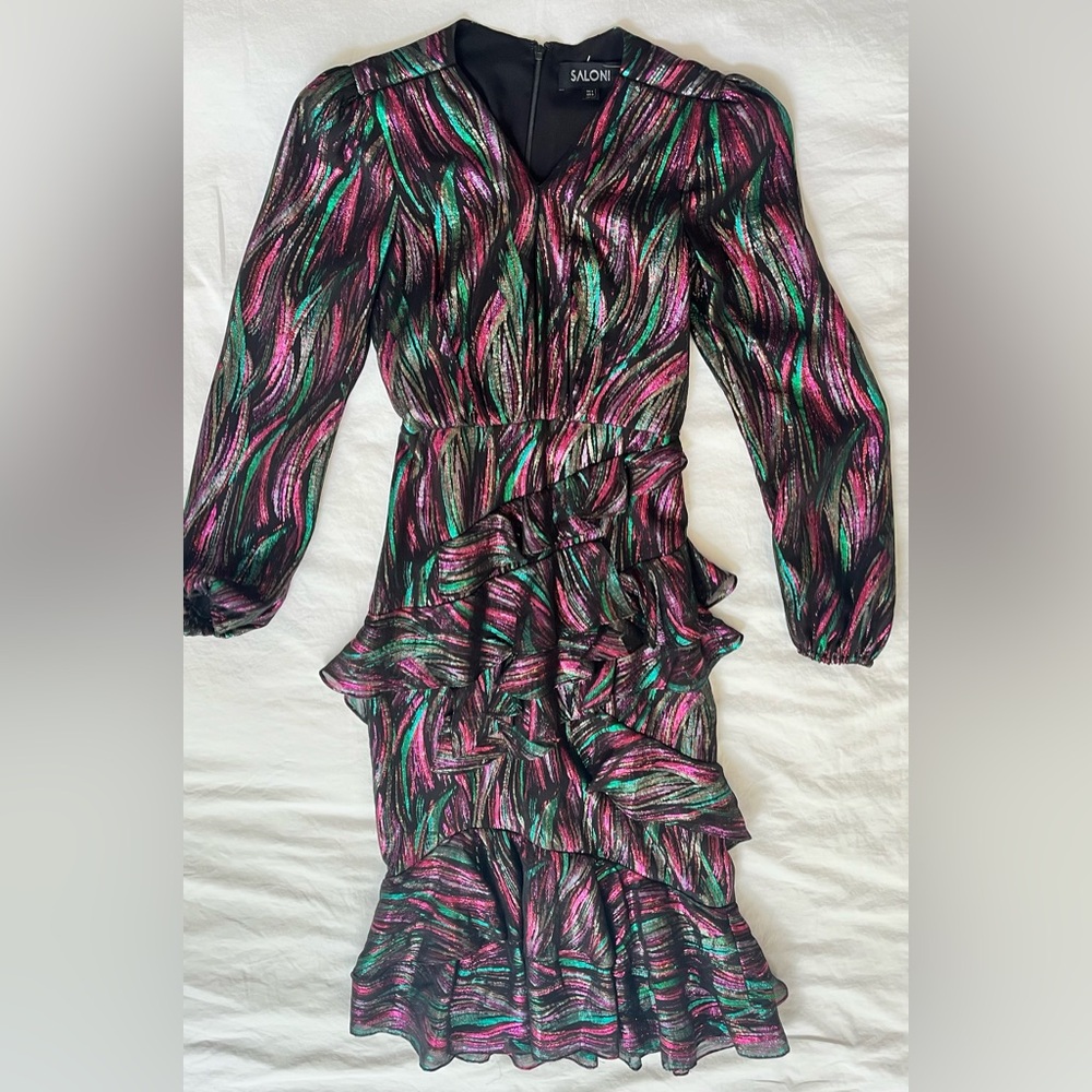 SALONI size 0 Multicolor Ruffle Dress